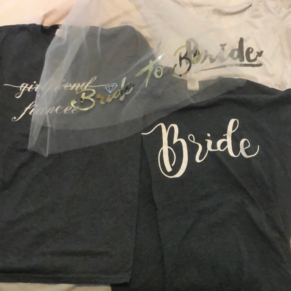 Bride to be set of 3 Tee Shirts and a vail!